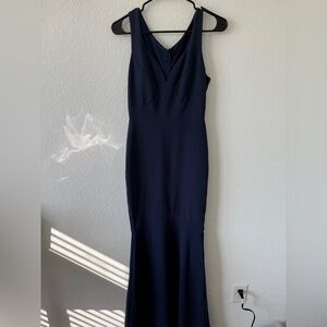 Blue Sleeveless V-Neck Sheath Maxi Dress